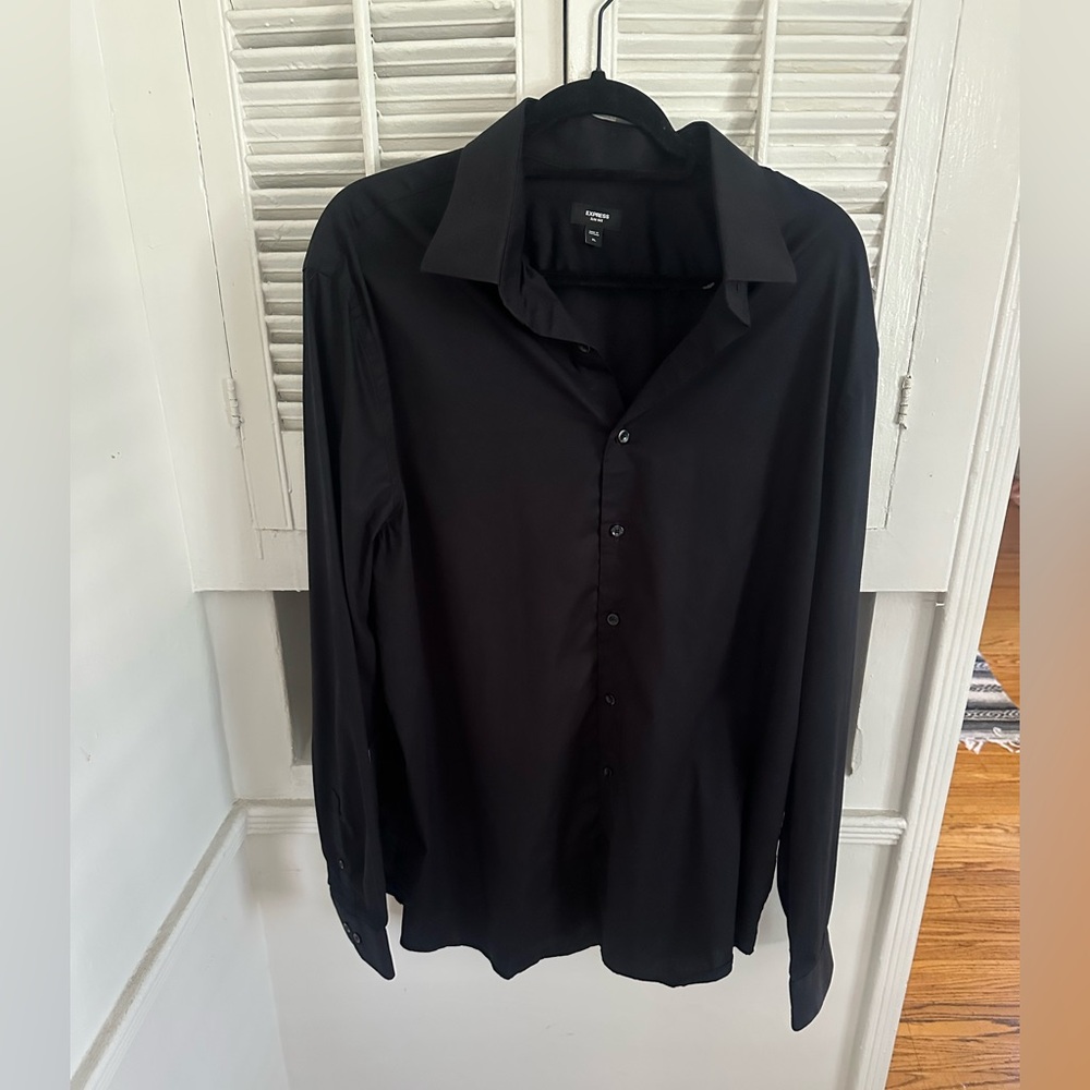 Express Men's Black Slim Fit 1MX Stretch Dress Shirt